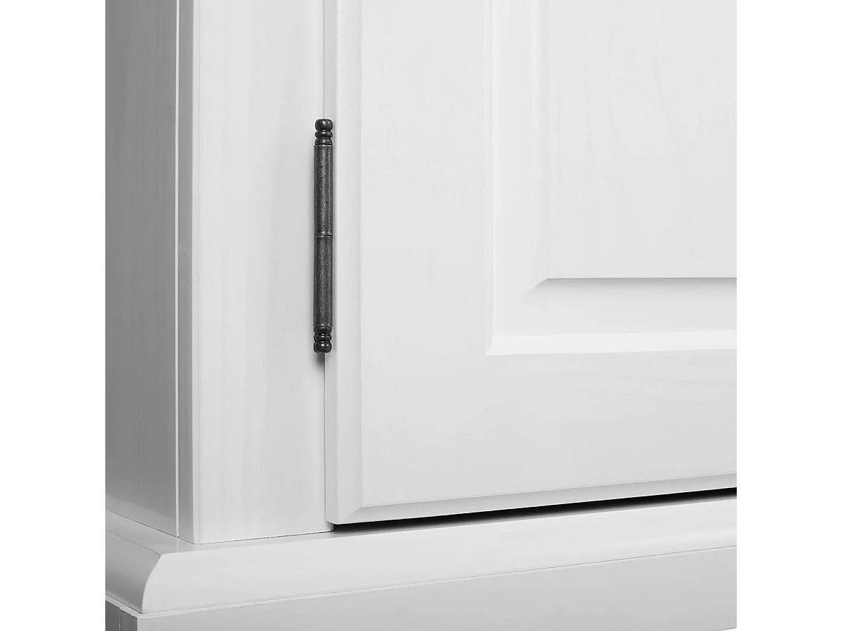 TRISTAN - Armoire 2 Portes 2 Tiroirs Bois Massif Vernis Blanc