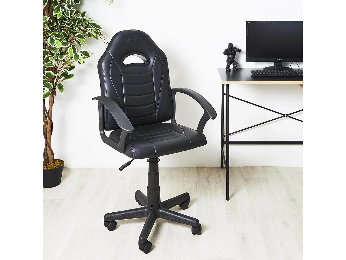 SCORP - Fauteuil de Bureau sur Roulettes Simili Cuir Noir