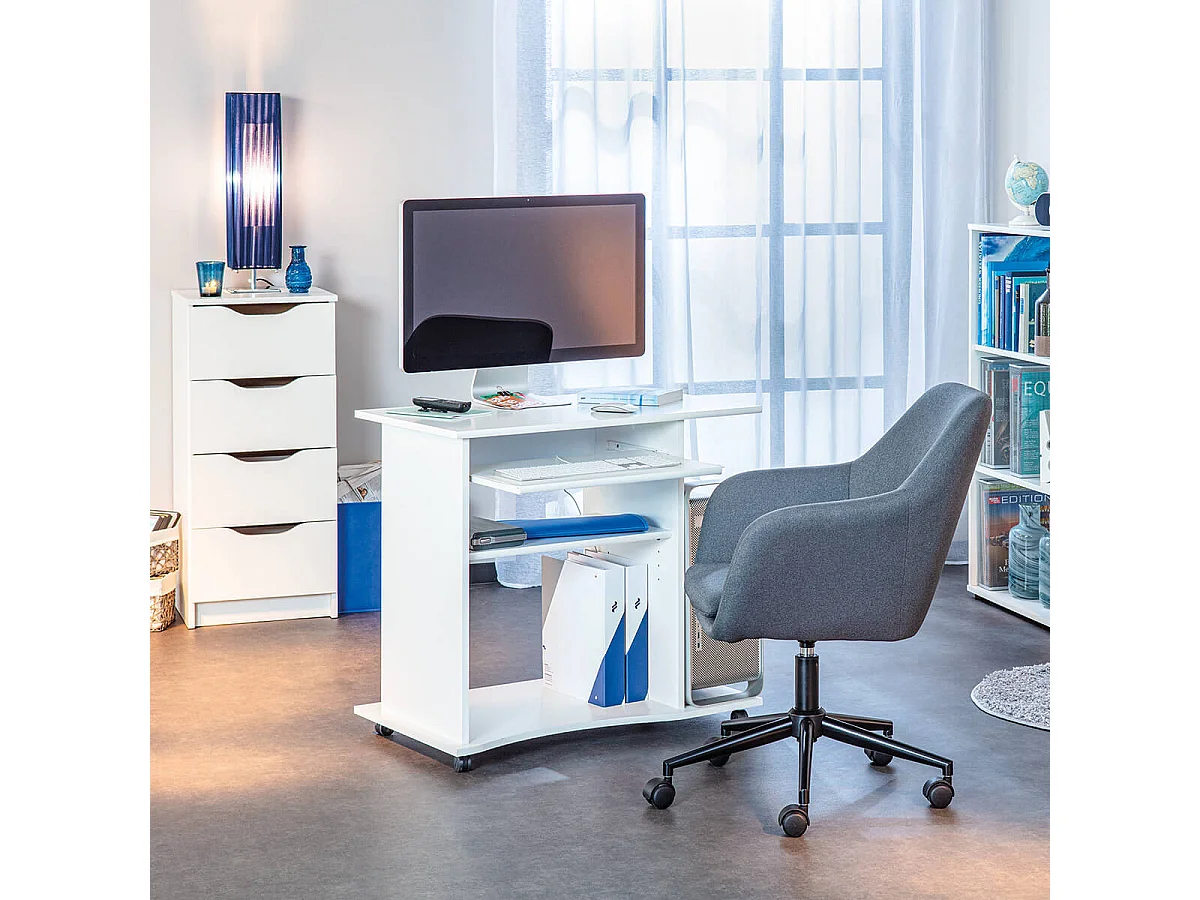 VALKA - Fauteuil de Bureau sur Roulettes Tissu Gris