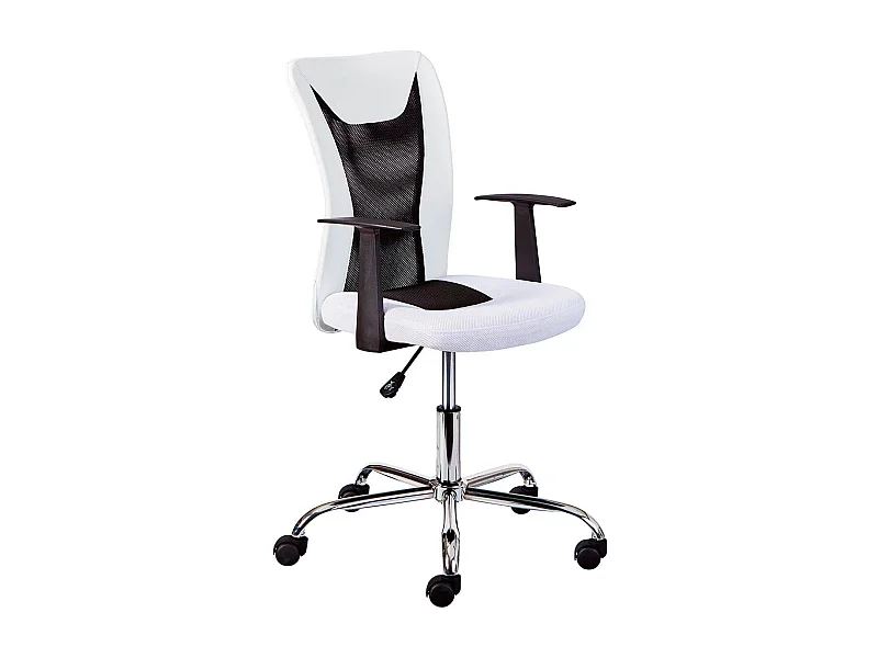 DEANA - Fauteuil de Bureau sur Roulettes Blanc et Noir