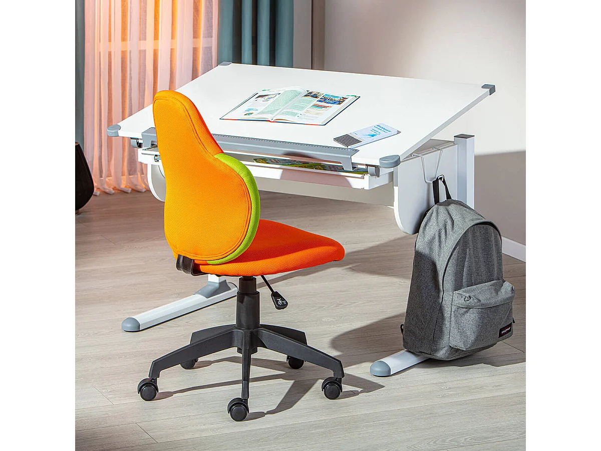 PREZI - Fauteuil Pivotant Orange et Vert pour Enfant