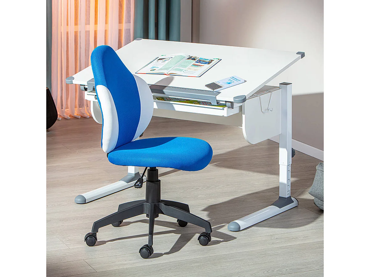 PREZI - Fauteuil Pivotant Bleu pour Enfant