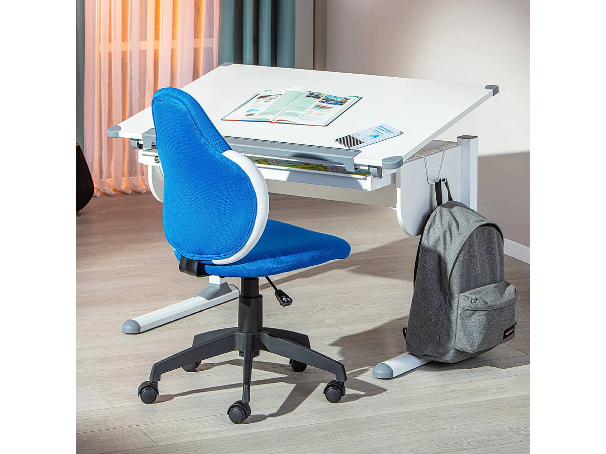 PREZI - Fauteuil Pivotant Bleu pour Enfant
