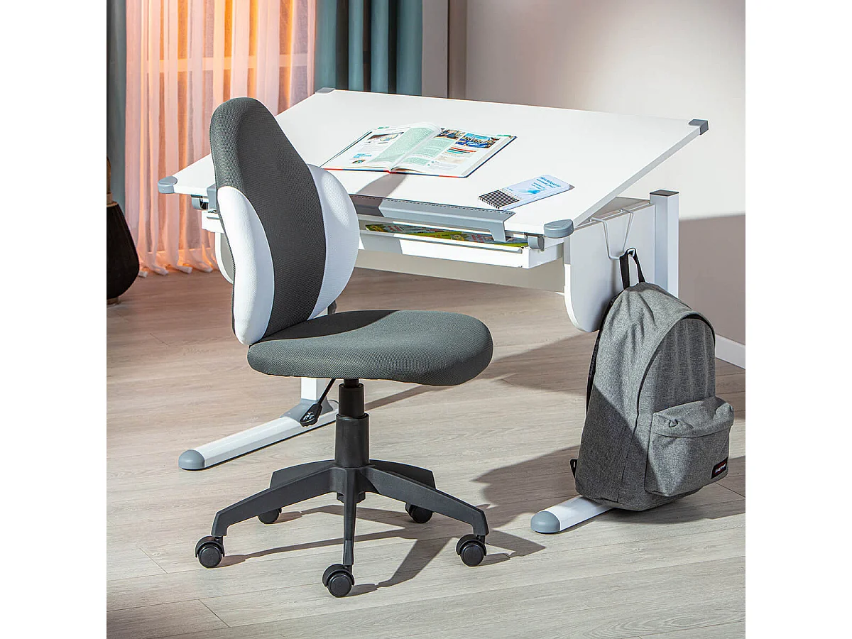 PREZI - Fauteuil Pivotant Gris pour Enfant