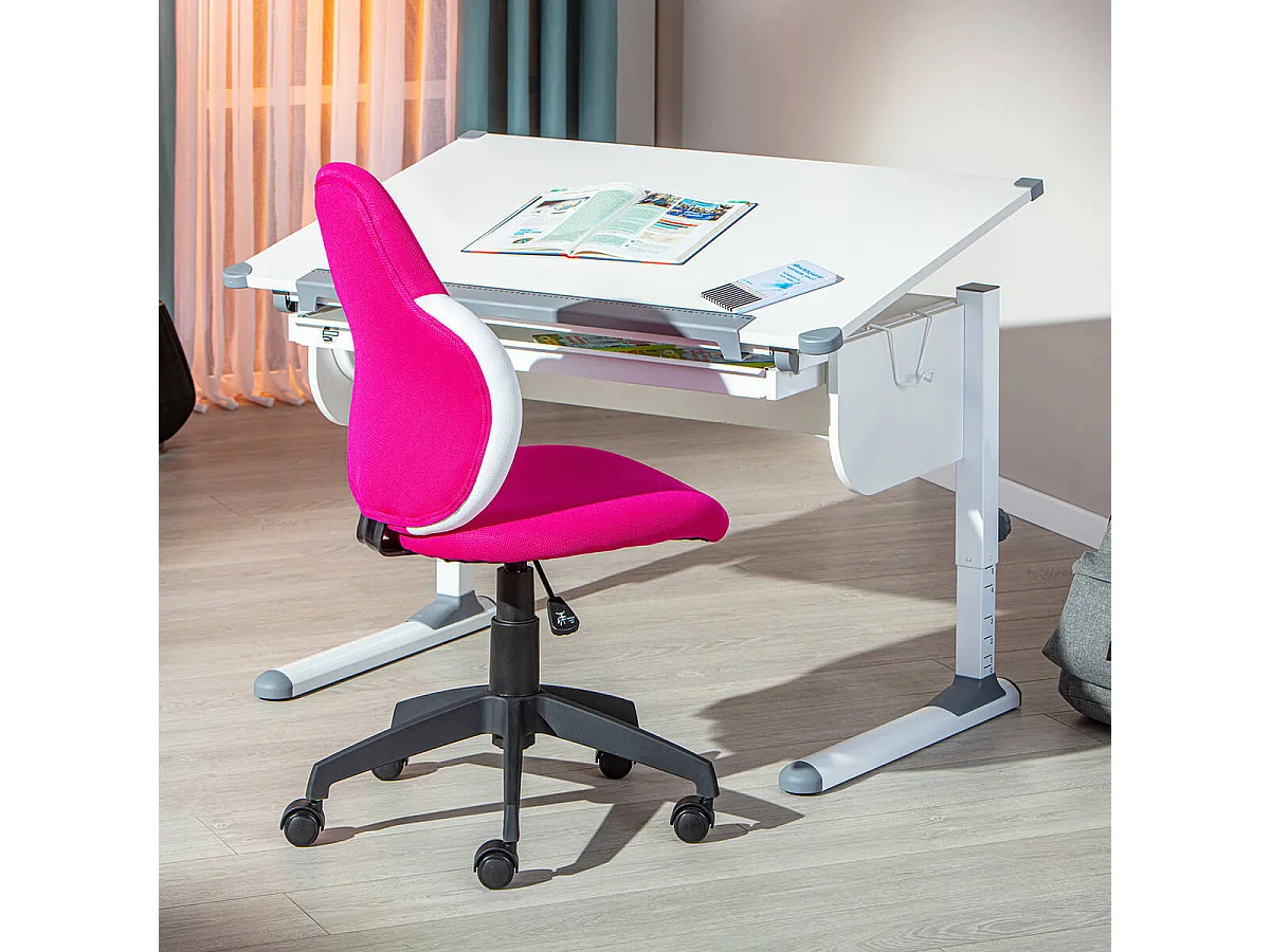 PREZI - Fauteuil Pivotant Rose pour Enfant