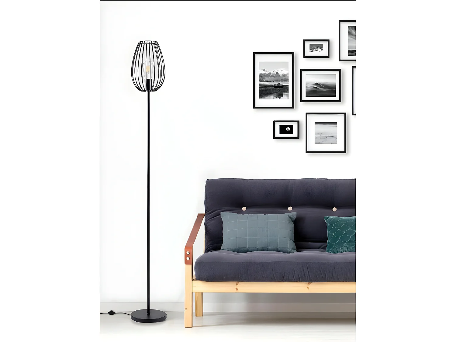 MUSCARI - Lampadaire en Métal filaire Noir