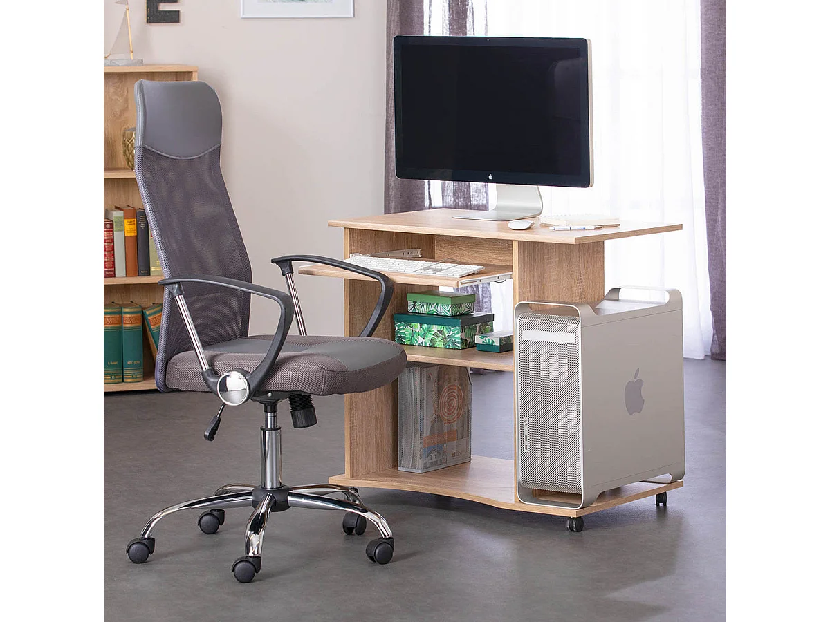 LIST - Meuble Informatique sur Roulettes Aspect Bois