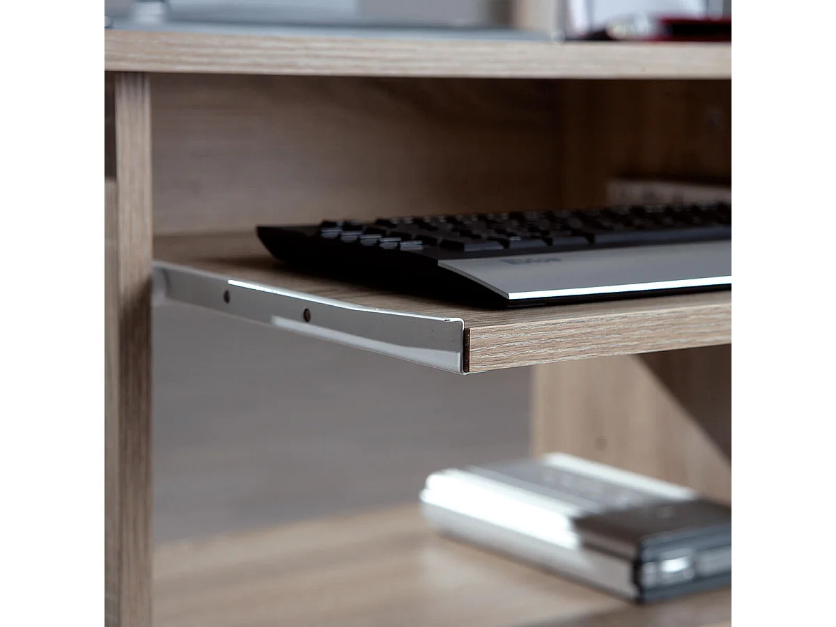 LIST - Meuble Informatique sur Roulettes Aspect Bois