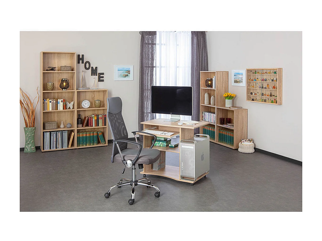 LIST - Meuble Informatique sur Roulettes Aspect Bois