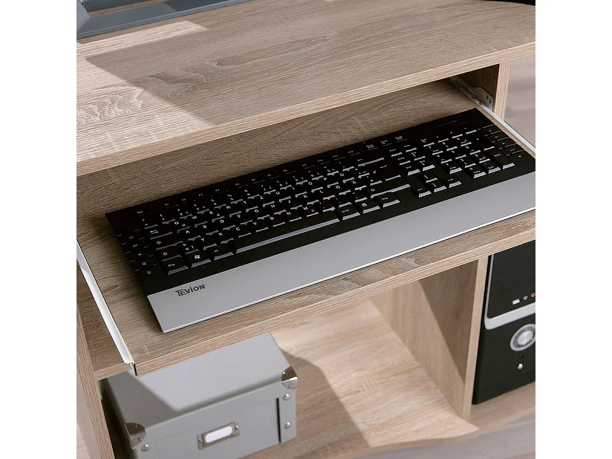 LIST - Meuble Informatique sur Roulettes Aspect Bois