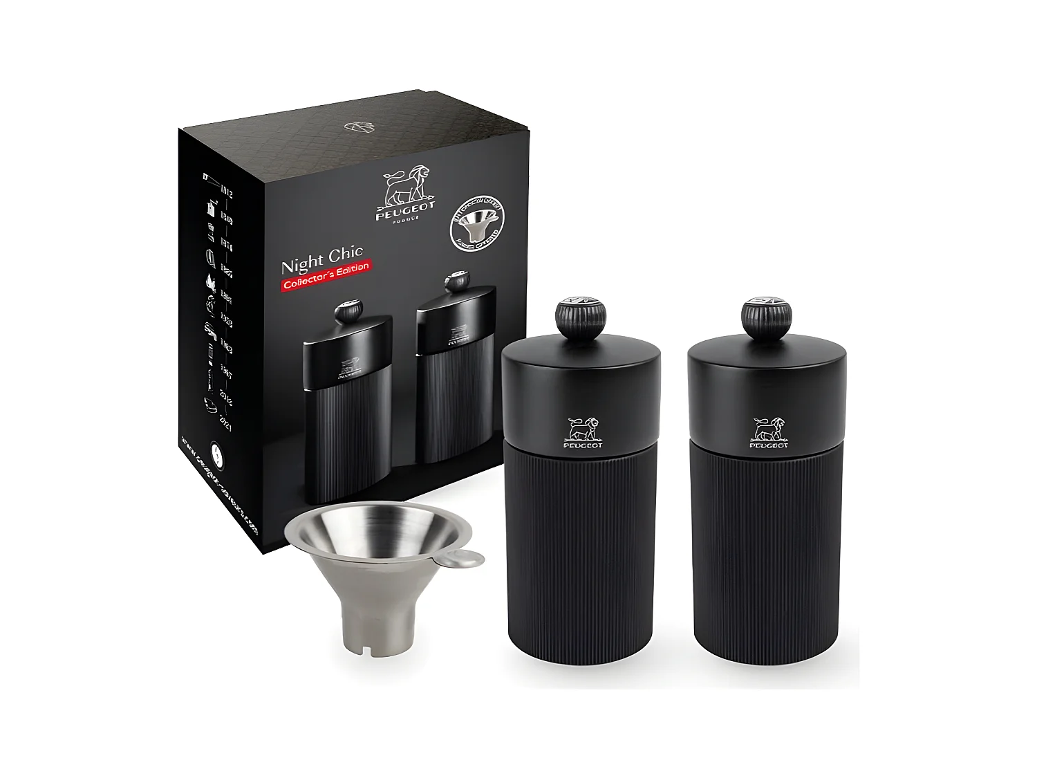 Coffret Duo line 12 cm noir mat  et son entonnoir