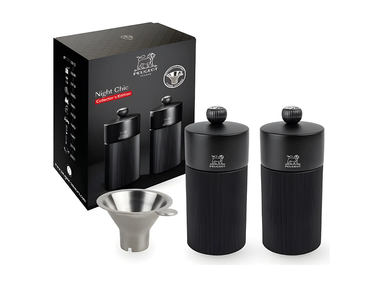 Coffret Duo line 12 cm noir mat  et son entonnoir