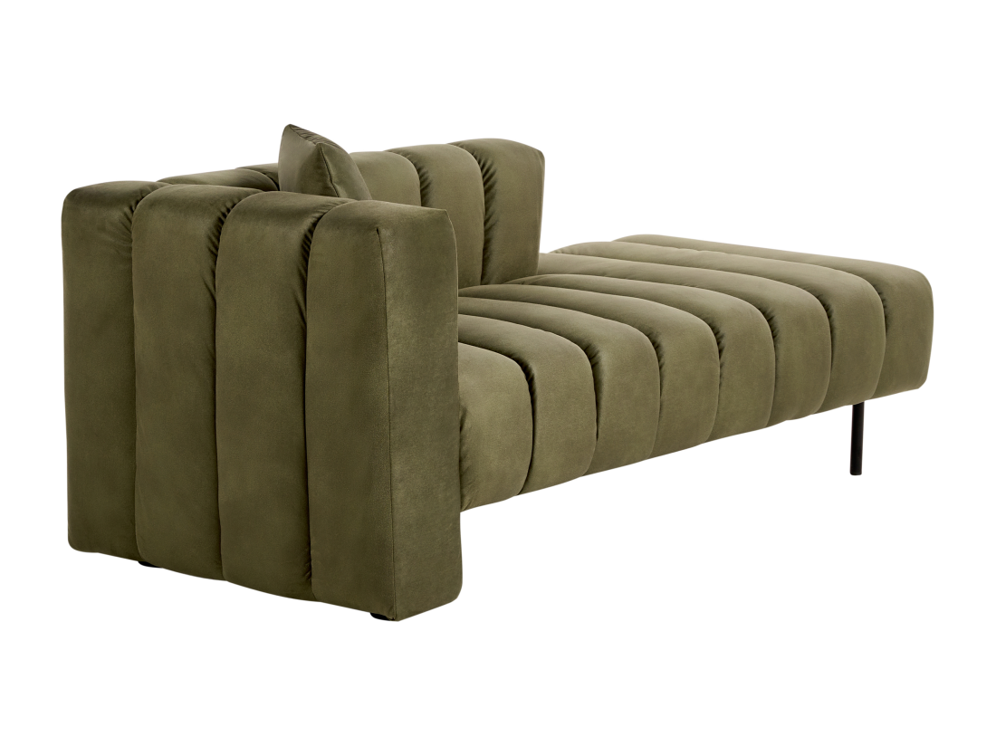 vente unique Chaise longue côté droite en velours vert olive LANNILS