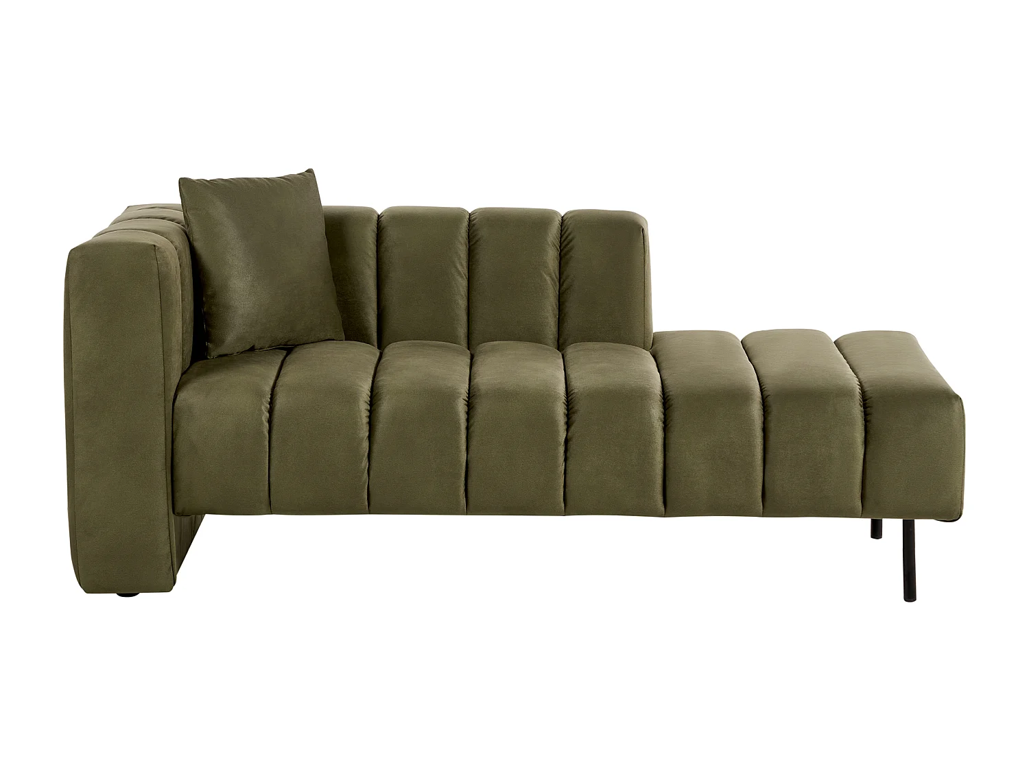 Linkszijdige chaise longue LANNILS Fluweel Olijfgroen
