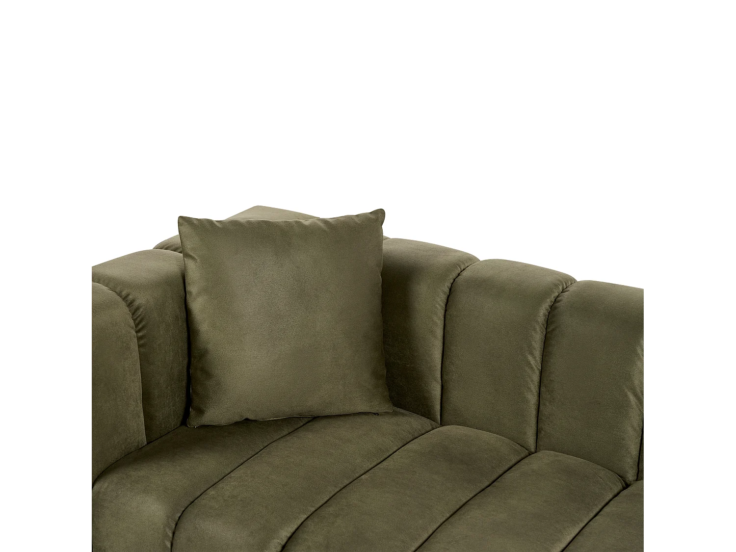 Linkszijdige chaise longue LANNILS Fluweel Olijfgroen