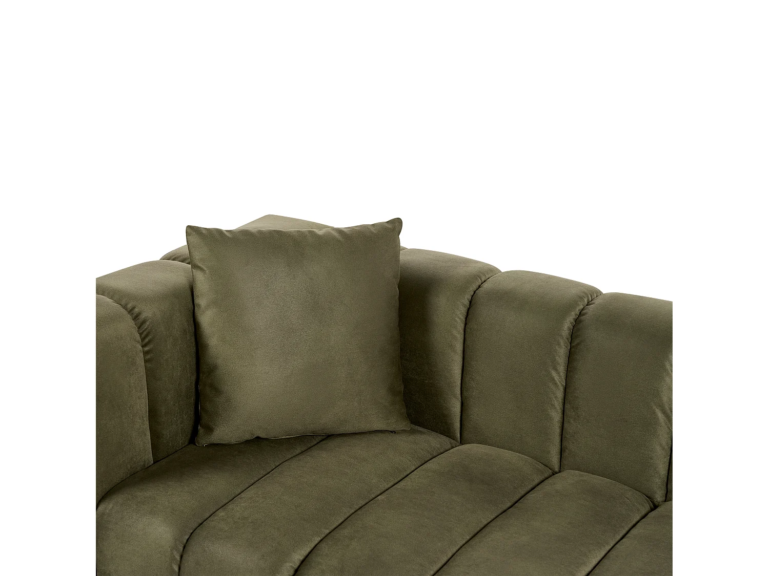 Linkszijdige chaise longue LANNILS Fluweel Olijfgroen