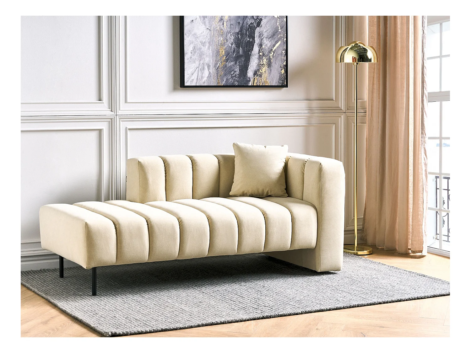 Chaise longue versione destra LANNILS Pelle sintetica Bianco sporco