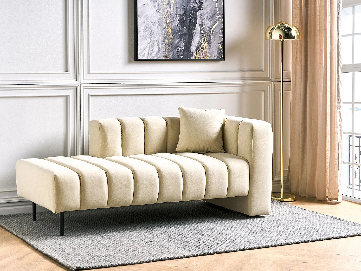 Rechtszijdige chaise longue LANNILS Kunstleer Gebroken wit