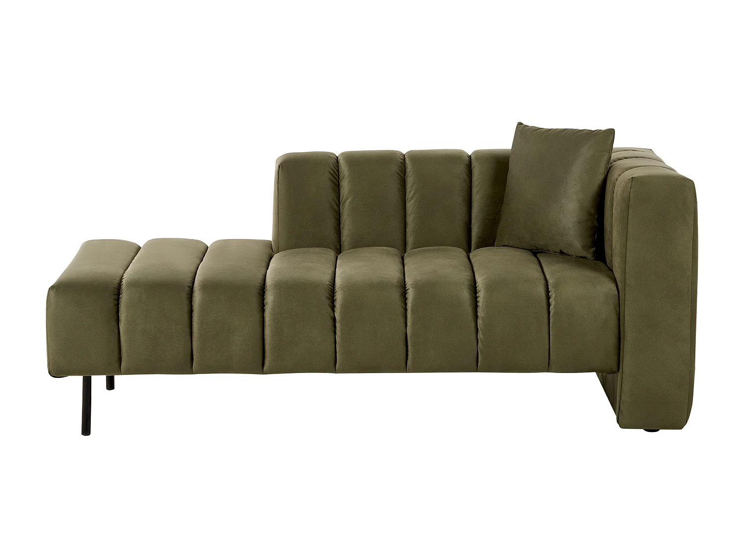 Rechtszijdige chaise longue LANNILS Fluweel Olijfgroen