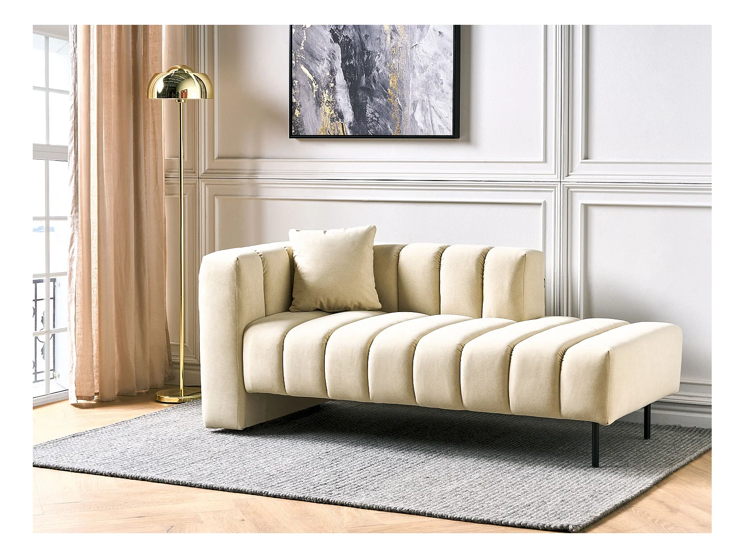 Chaise longue versione sinistra LANNILS Pelle sintetica Bianco sporco