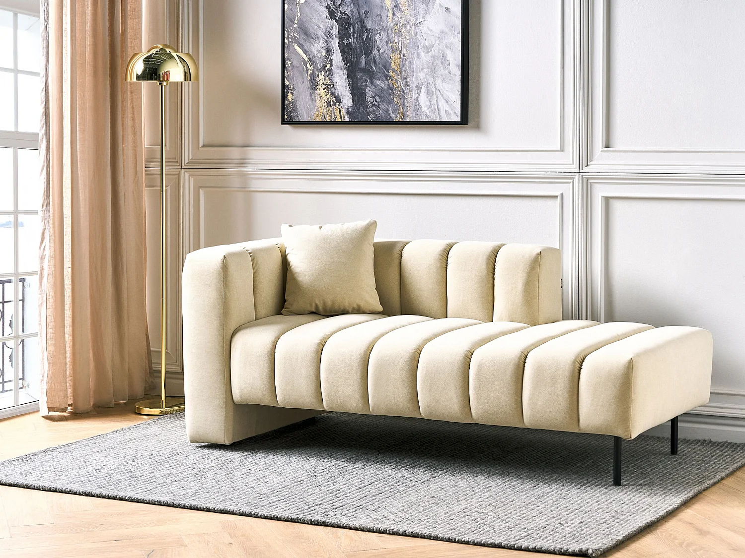 Chaise longue versione sinistra LANNILS Pelle sintetica Bianco sporco