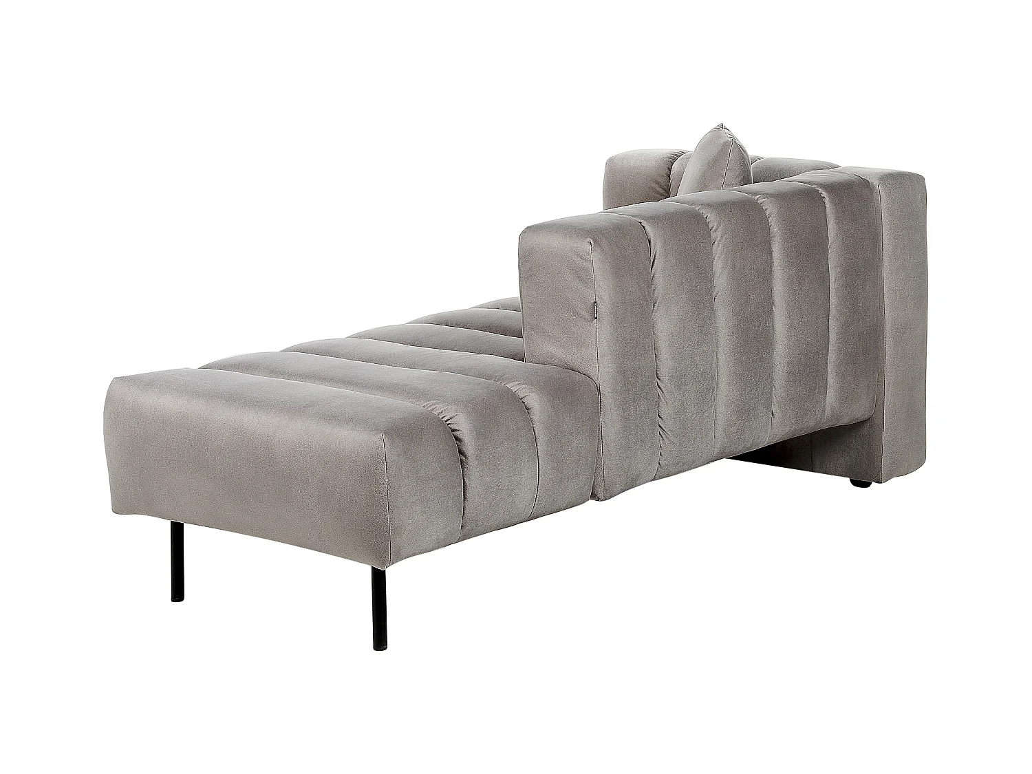 Chaiselongue links Samt beige taupe mit schwarzen Metallbeinen Kissen Lannils