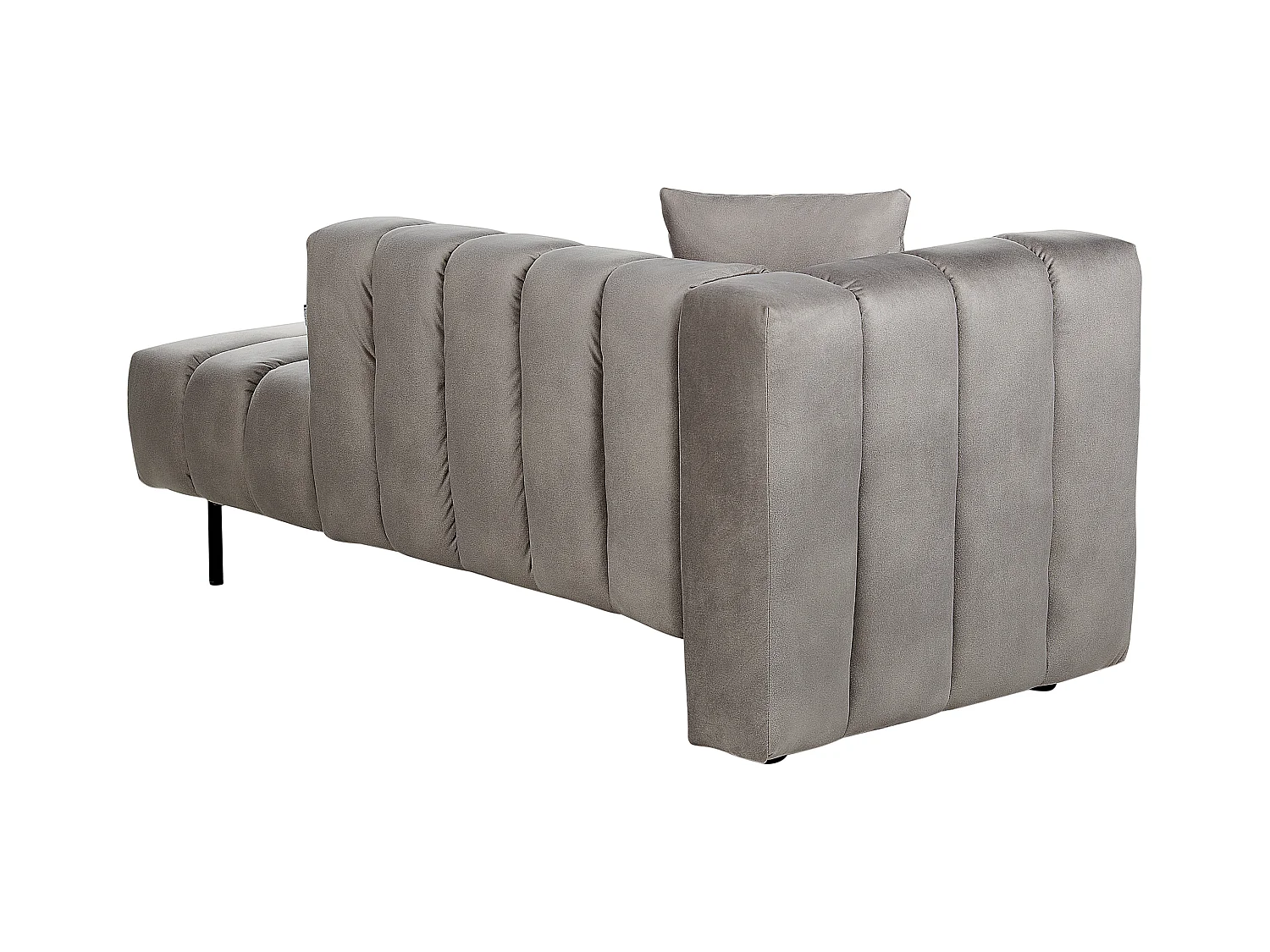 Chaiselongue links Samt beige taupe mit schwarzen Metallbeinen Kissen Lannils