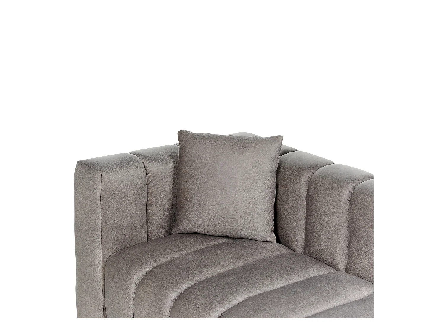 Chaiselongue links Samt beige taupe mit schwarzen Metallbeinen Kissen Lannils