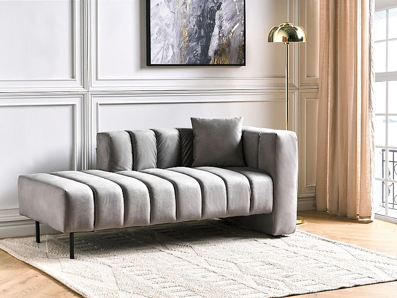 Rechtszijdige chaise longue LANNILS Fluweel Taupe