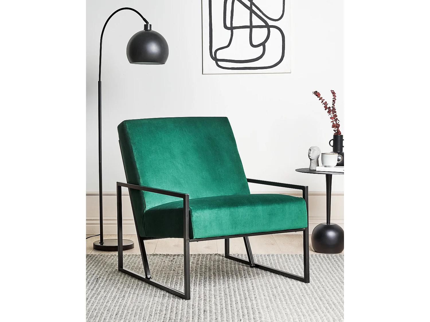 Sessel DELARY Samtstoff Smaragdgrün