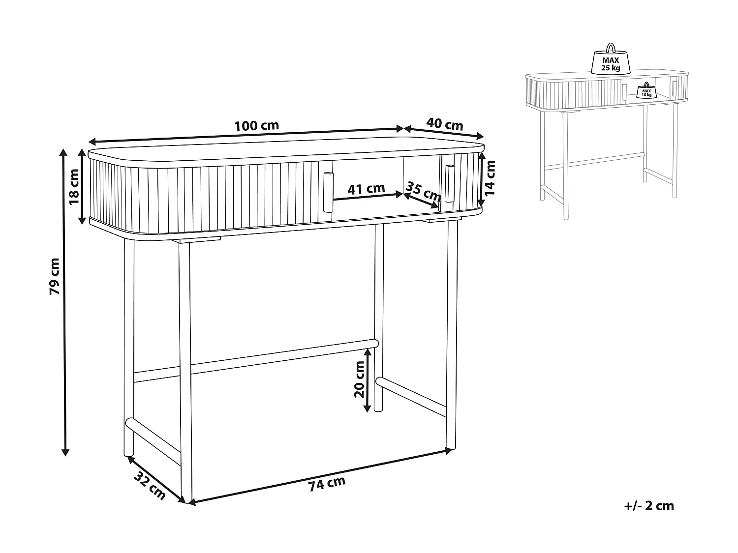 Consoletafel CARNEY Paulowniahout Lichtbruin