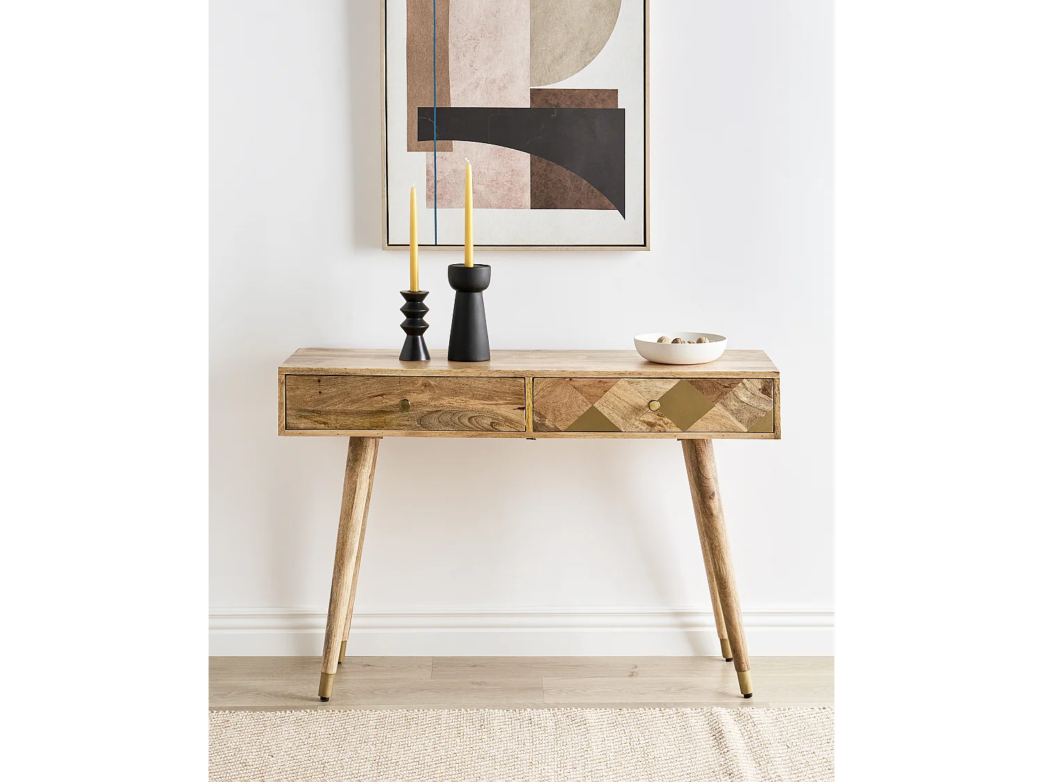 Sidetable met 2 lades lichtbruin GLENTANA