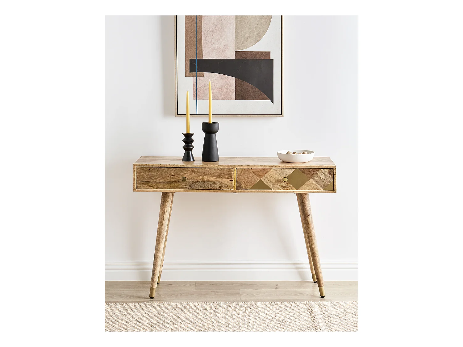Sidetable met 2 lades lichtbruin GLENTANA