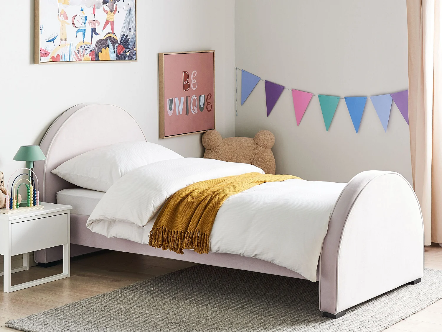 Lit d'enfant Velours NOZAY 90 x 200 cm Rose pastel