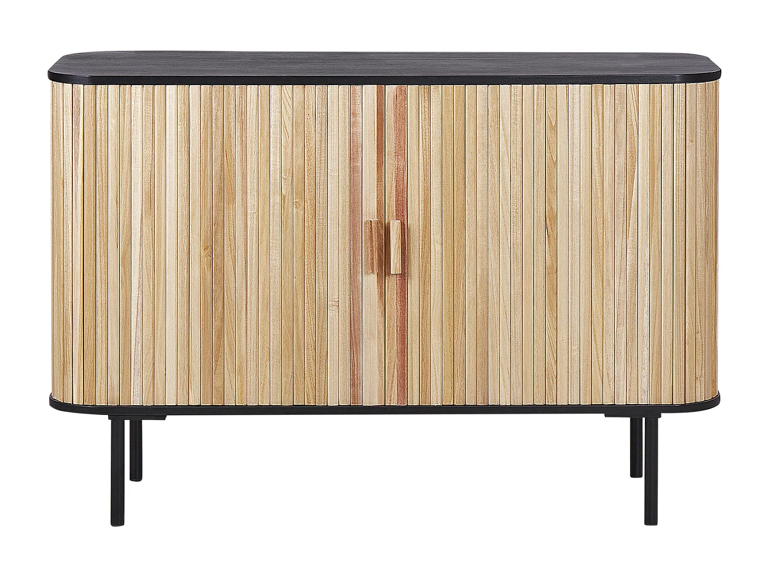 Kast LINDON Paulowniahout Bruin/zwart