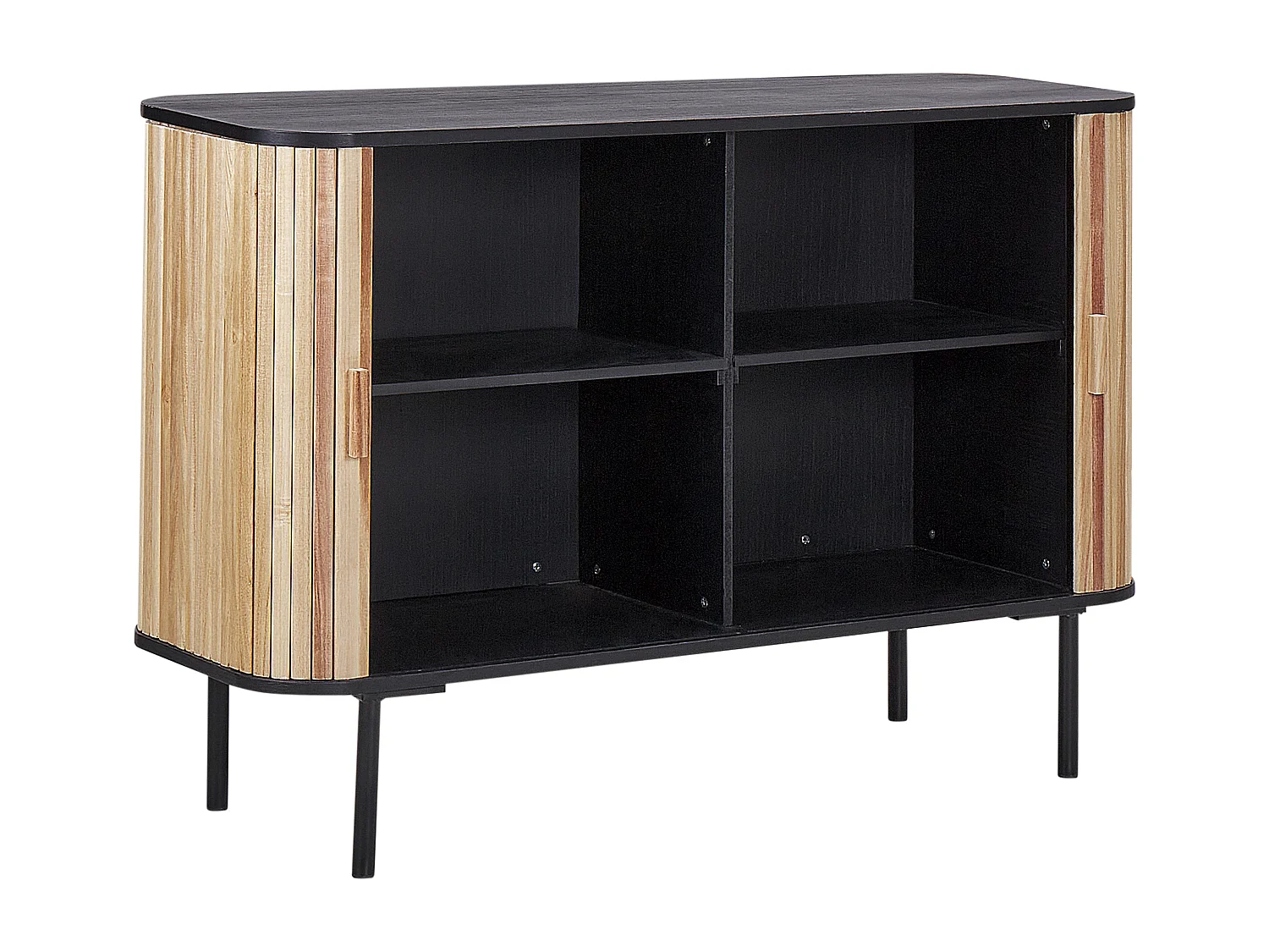 Kast LINDON Paulowniahout Bruin/zwart