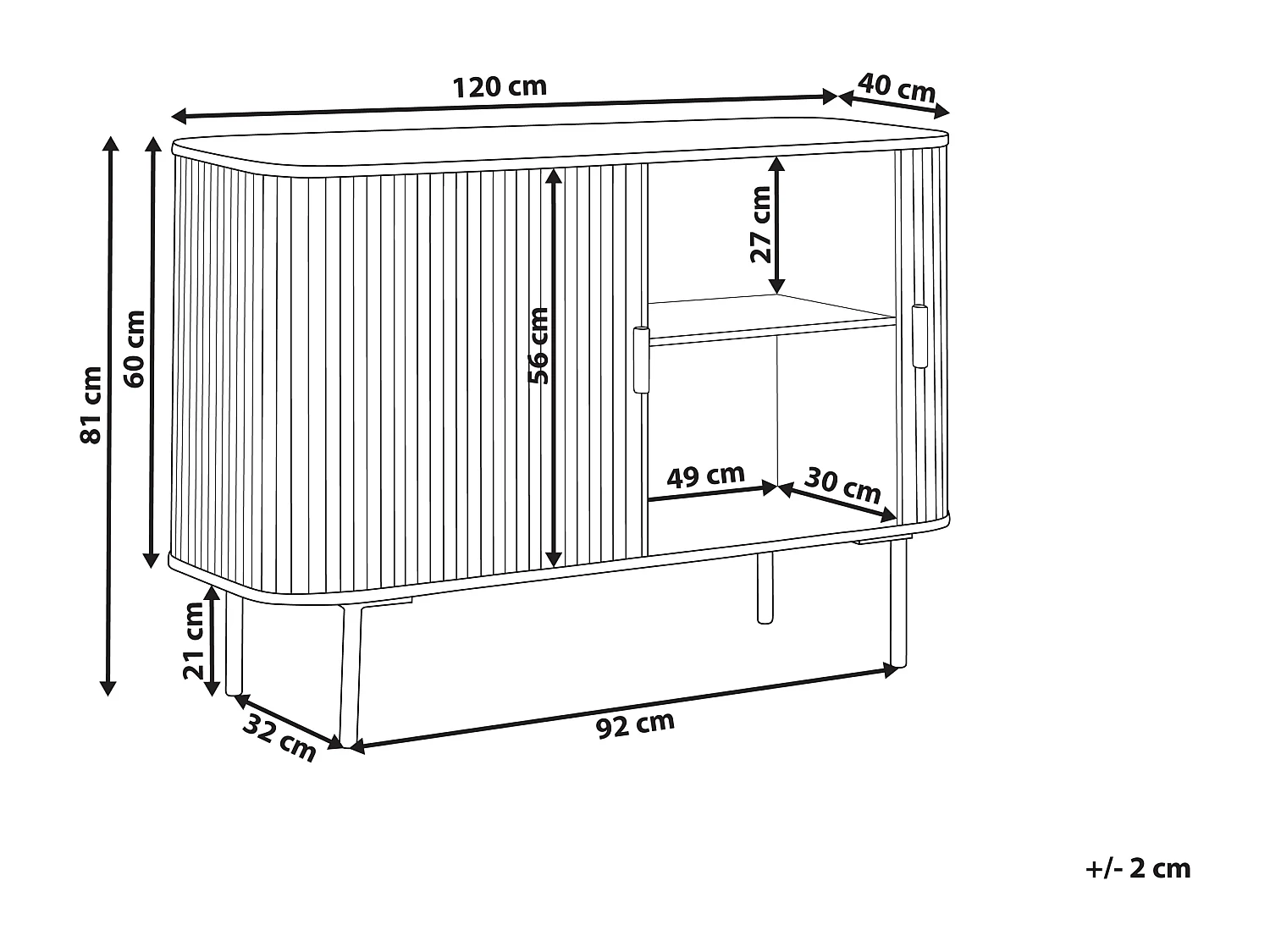 Kast LINDON Paulowniahout Bruin/zwart