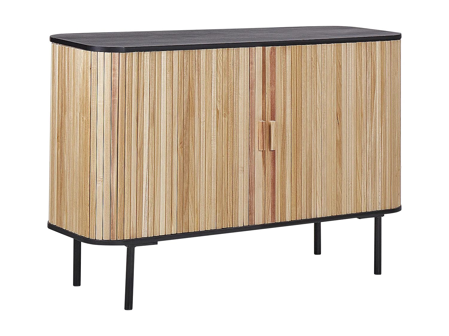 Kast LINDON Paulowniahout Bruin/zwart