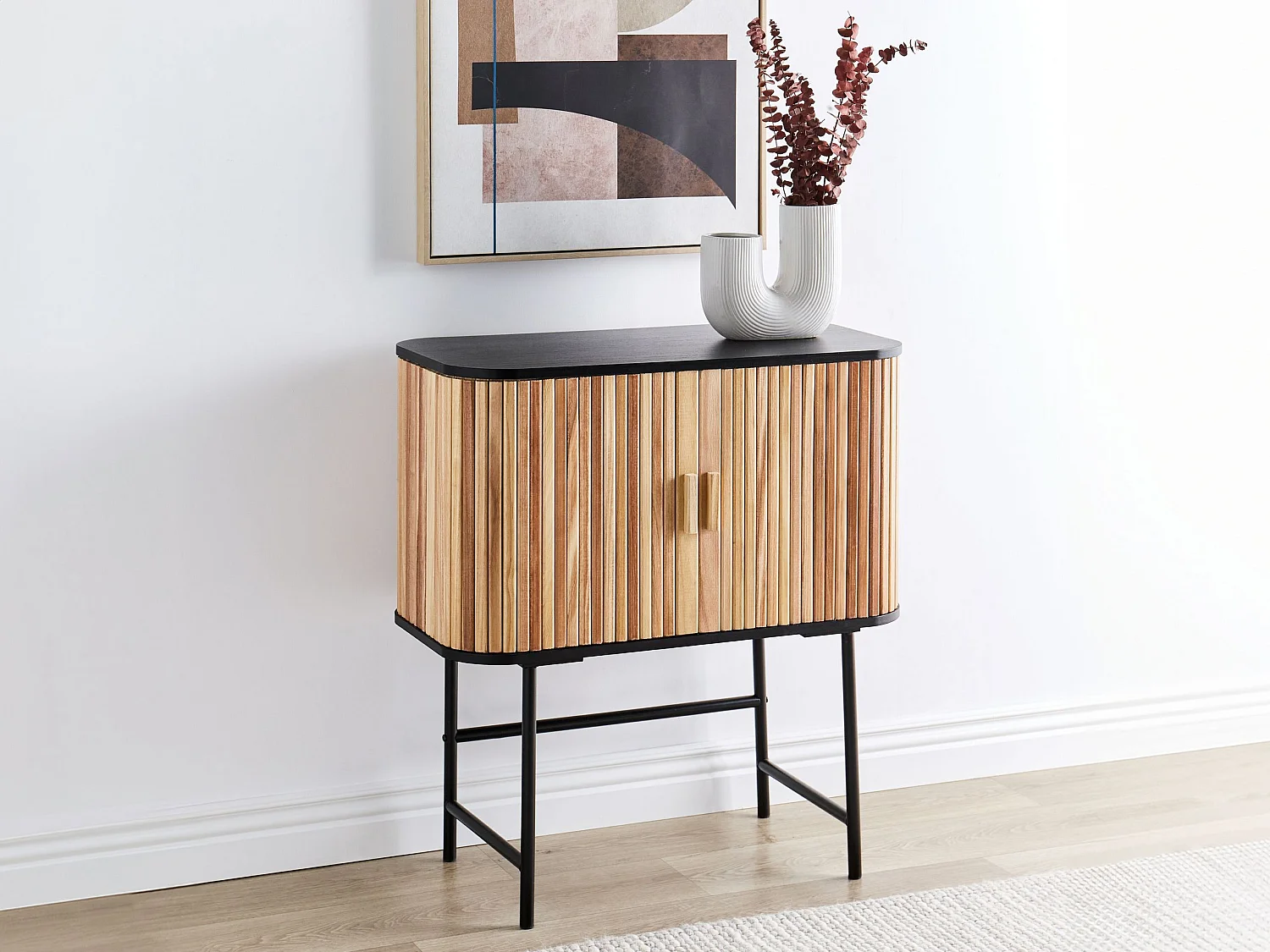 Armoire CARNEY Bois de paulownia Marron/noir