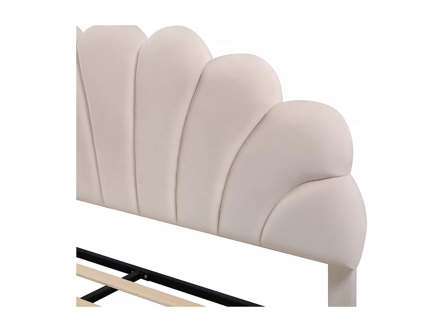 Lit coquillage en velours "Manon" - Beige - 140 x 190 cm