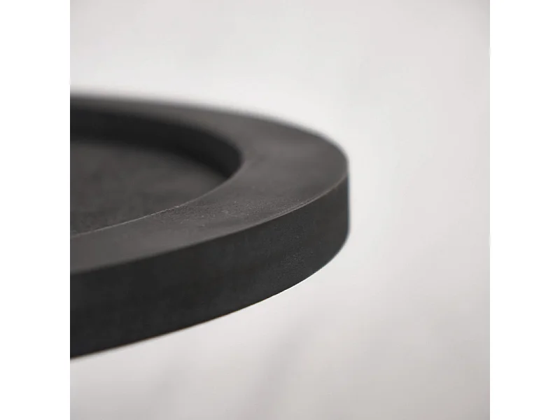 Table basse D. 70 cm plateau effet ardoise et pieds métal noir - BLACK