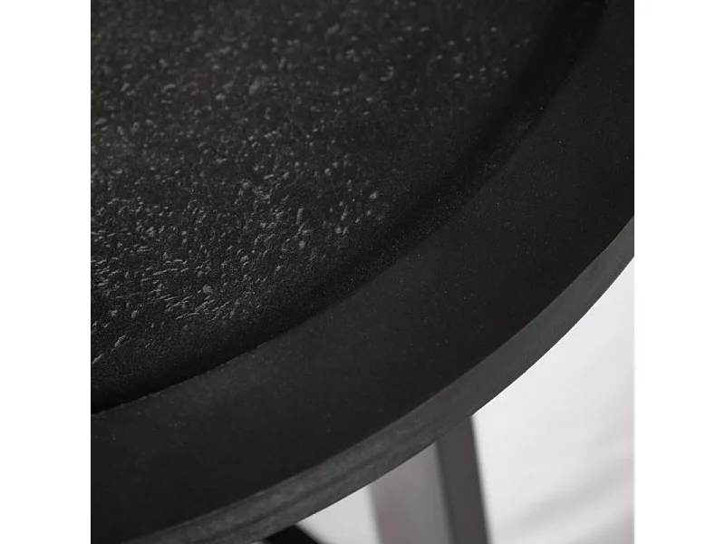 Table basse D. 70 cm plateau effet ardoise et pieds métal noir - BLACK