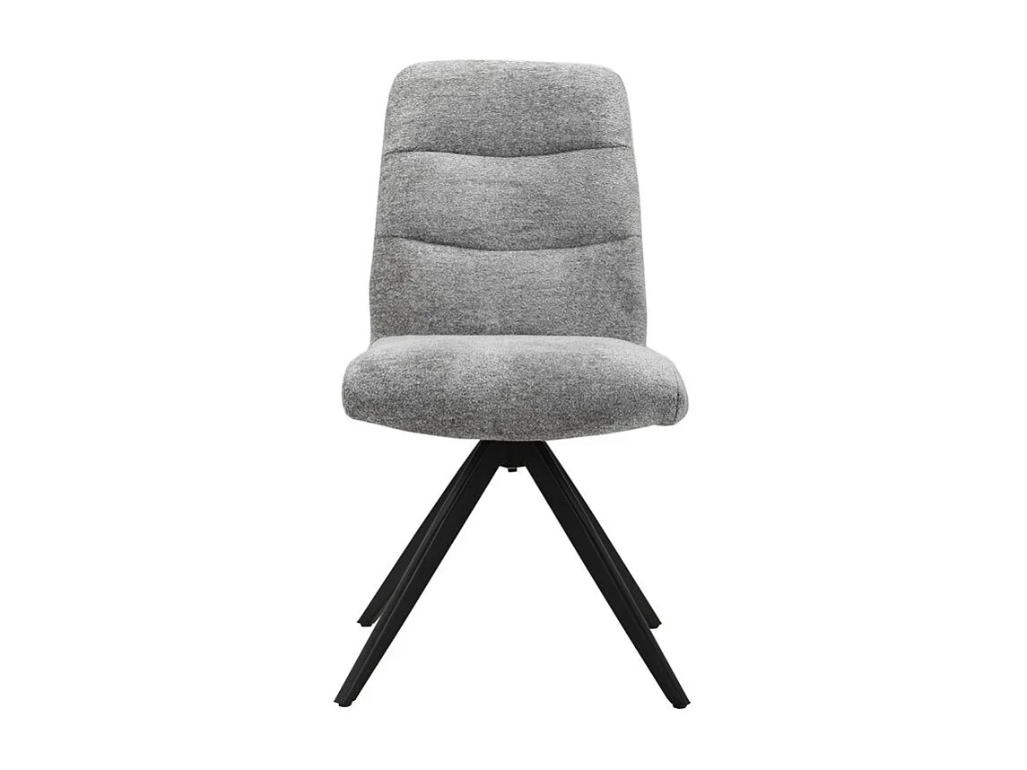 Lot 2 chaises pivotantes tissu doux gris pied croix métal noir - JULIE