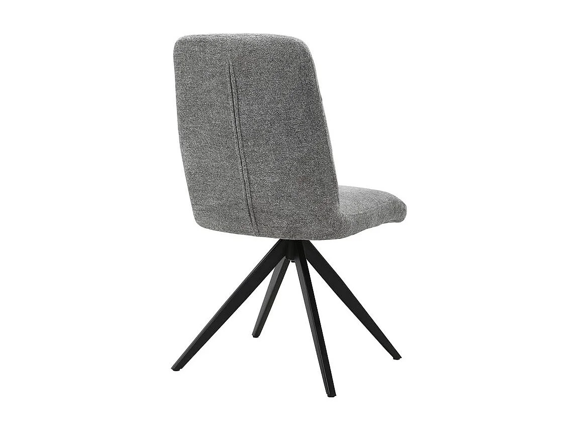 Lot 2 chaises pivotantes tissu doux gris pied croix métal noir - JULIE