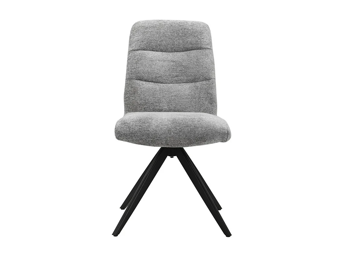 Chaises pivotante 360° tissu doux gris pied croix métal noir - JULIE
