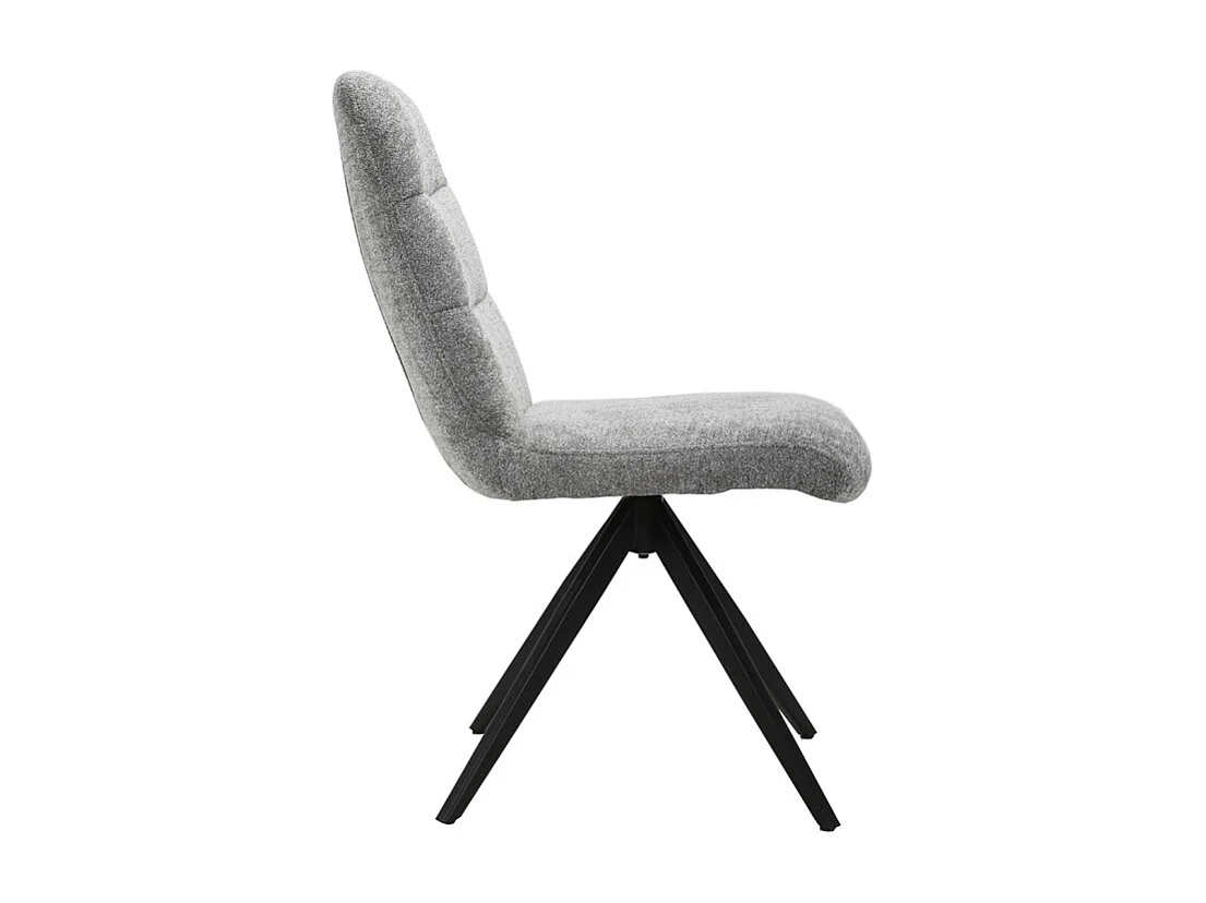 Chaises pivotante 360° tissu doux gris pied croix métal noir - JULIE
