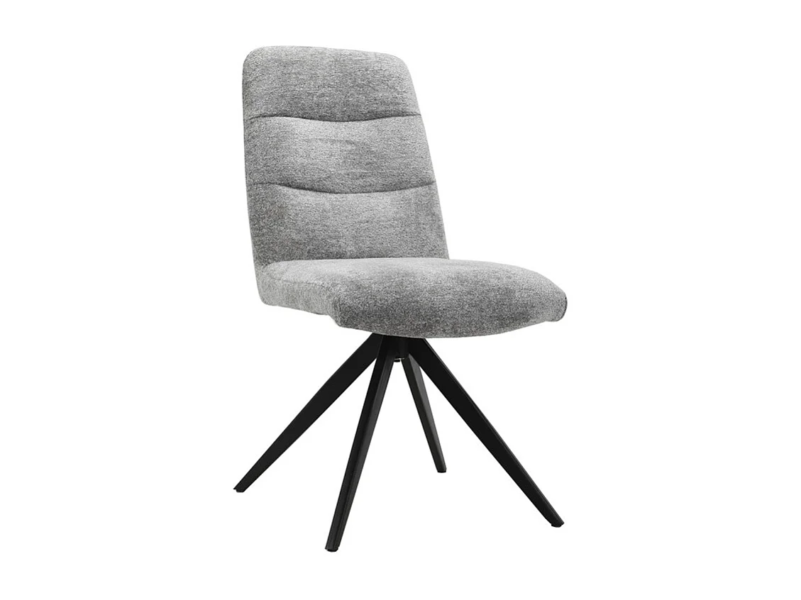 Chaise pivotante 360° tissu doux gris pied croix métal noir - JULIE