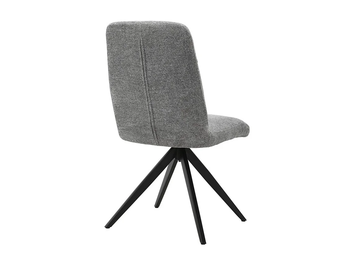 Chaise pivotante 360° tissu doux gris pied croix métal noir - JULIE