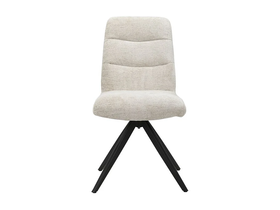 Lot 2 chaises pivotantes tissu doux écru pied croix métal noir - JULIE