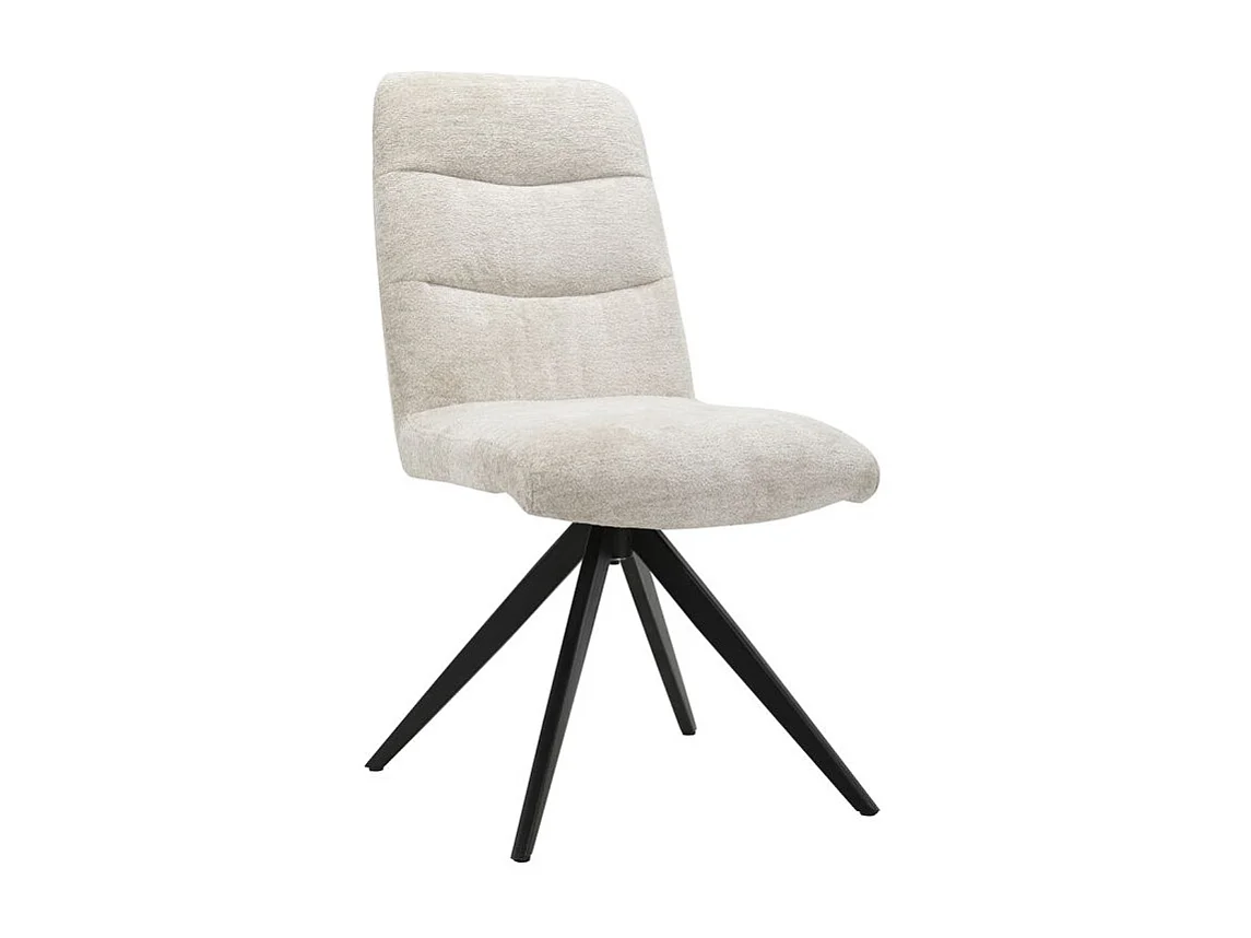 Lot 2 chaises pivotantes tissu doux écru pied croix métal noir - JULIE